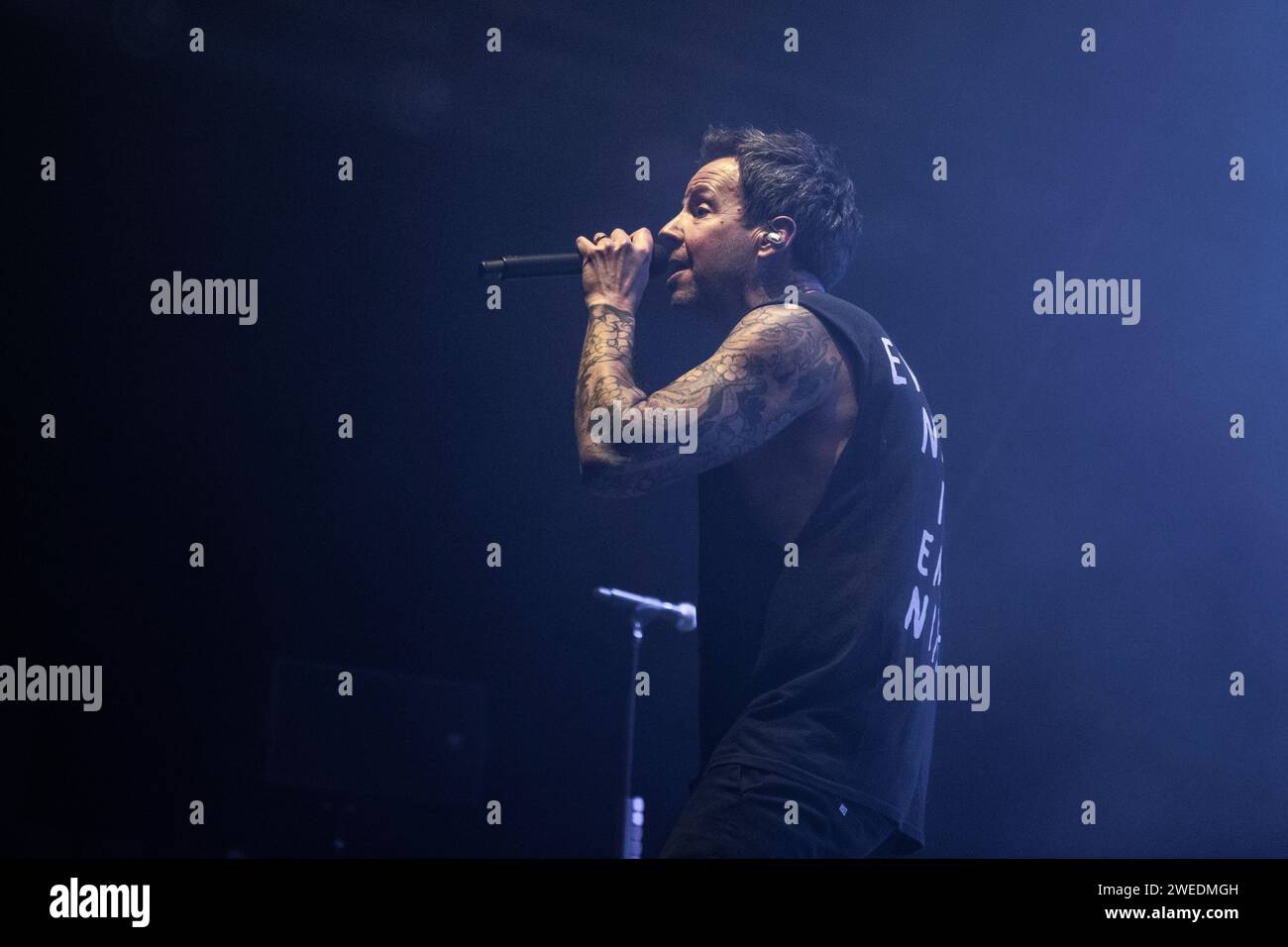 Simple Plan si esibisce al Sant Jordi Club, Barcellona, 22 gennaio 2024. Fotografo: ALE Espaliat Foto Stock