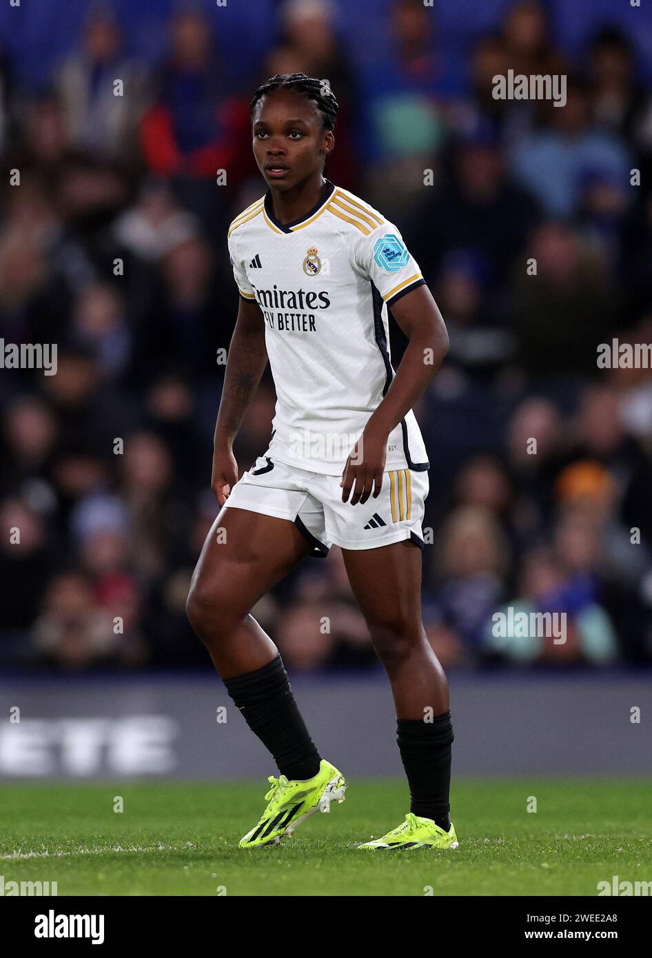 Londra, Regno Unito. 24 gennaio 2024. Linda Caicedo del Real Madrid durante la partita di UEFA Women's Champions League a Stamford Bridge, Londra. Il credito fotografico dovrebbe leggere: David Klein/Sportimage credito: Sportimage Ltd/Alamy Live News Foto Stock