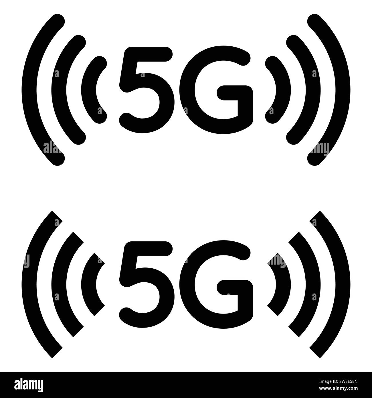 Set di icone 5G. Barra del segnale 5 G. rete Internet 5G. Tecnologia di rete mobile ad alta velocità per smartphone, interfaccia utente e app. Wi-Fi. Internet wireless di quinta generazione. Illustrazione Vettoriale