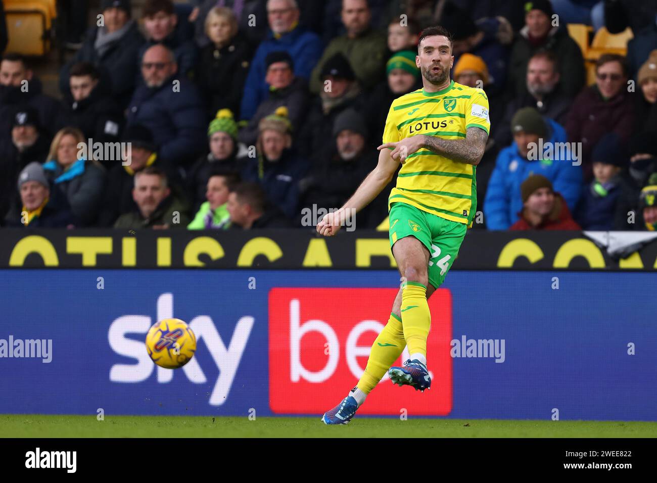 Shane Duffy di Norwich City - Norwich City / West Bromwich Albion, Sky Bet Championship, Carrow Road, Norwich, Regno Unito - 20 gennaio 2024 solo per uso editoriale - si applicano restrizioni DataCo Foto Stock