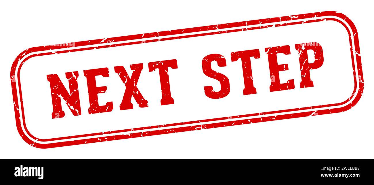 timbro del passo successivo. passo successivo timbro rettangolare isolato su sfondo bianco Illustrazione Vettoriale