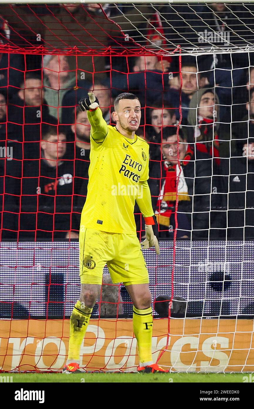 ROTTERDAM, PAESI BASSI - 24 GENNAIO: Il portiere Justin Bijlow (Feyenoord Rotterdam) durante la partita Eredivisie del SC Feyenoord e del PSV Eindhoven a d Foto Stock