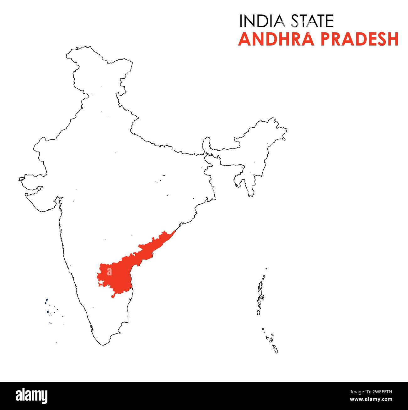 Andhra Pradesh mappa dello stato indiano. Illustrazione mappa Andhra Pradesh. Mappa vettoriale dell'Andhra Pradesh Illustrazione Vettoriale