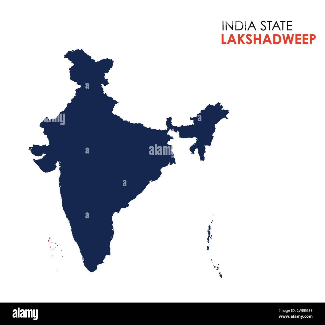 Mappa Lakshadweep dello stato indiano. Illustrazione vettoriale mappa Lakshadweep. Sfondo bianco. Illustrazione Vettoriale
