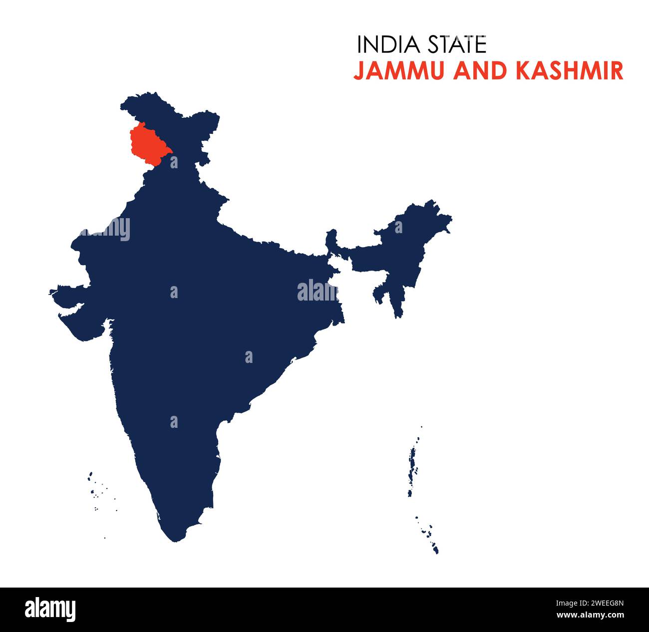 Mappa di Jammu e kashmir dello stato indiano. Illustrazione vettoriale delle mappe di Jammu e kashmir. Illustrazione Vettoriale