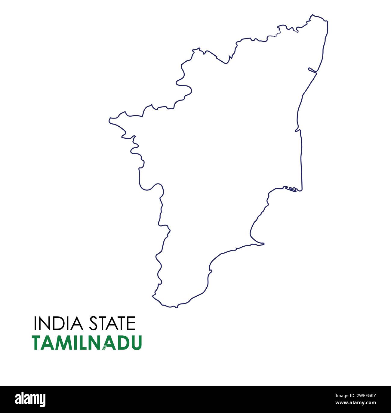 Tamil Nadu mappa dello stato indiano. Illustrazione vettore mappa Tamil Nadu. Sfondo bianco. Illustrazione Vettoriale