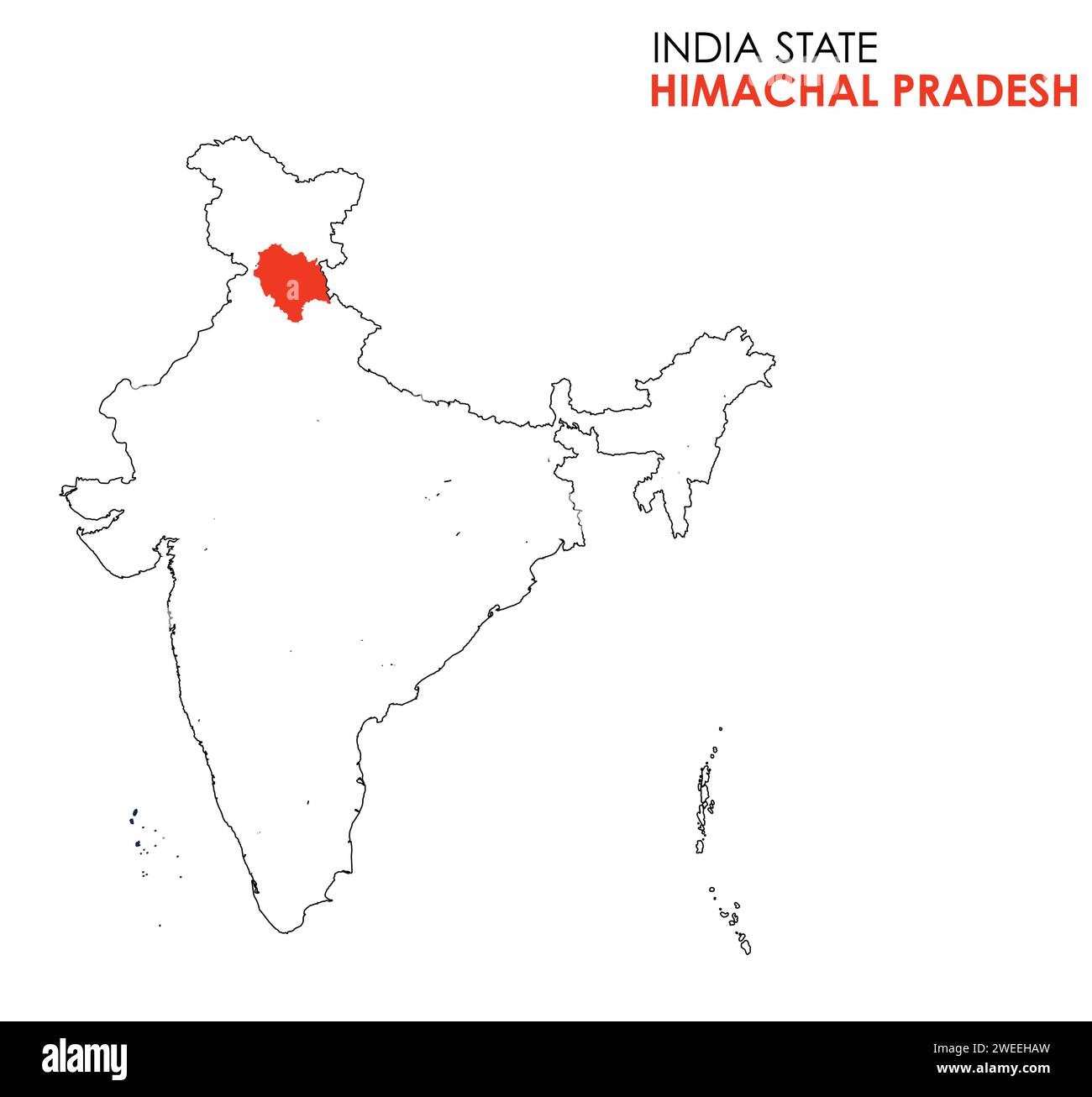 Himachal Pradesh mappa dello stato indiano. Illustrazione vettoriale mappa Himachal Pradesh. Illustrazione Vettoriale