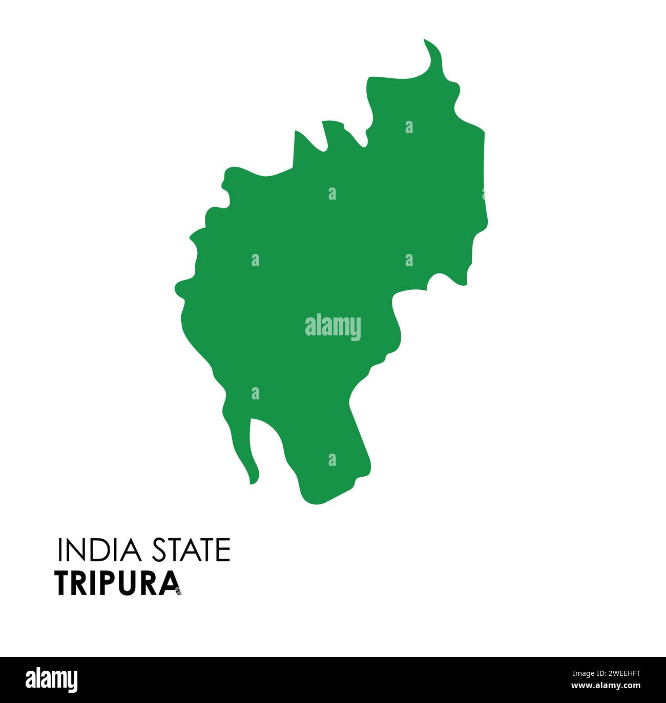 Mappa Tripura dello stato indiano. Illustrazione vettoriale mappa Tripura. Mappa Tripura su sfondo bianco. Illustrazione Vettoriale
