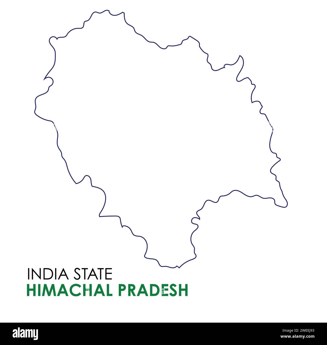 Himachal Pradesh mappa dello stato indiano. Illustrazione vettoriale mappa Himachal Pradesh. Illustrazione Vettoriale