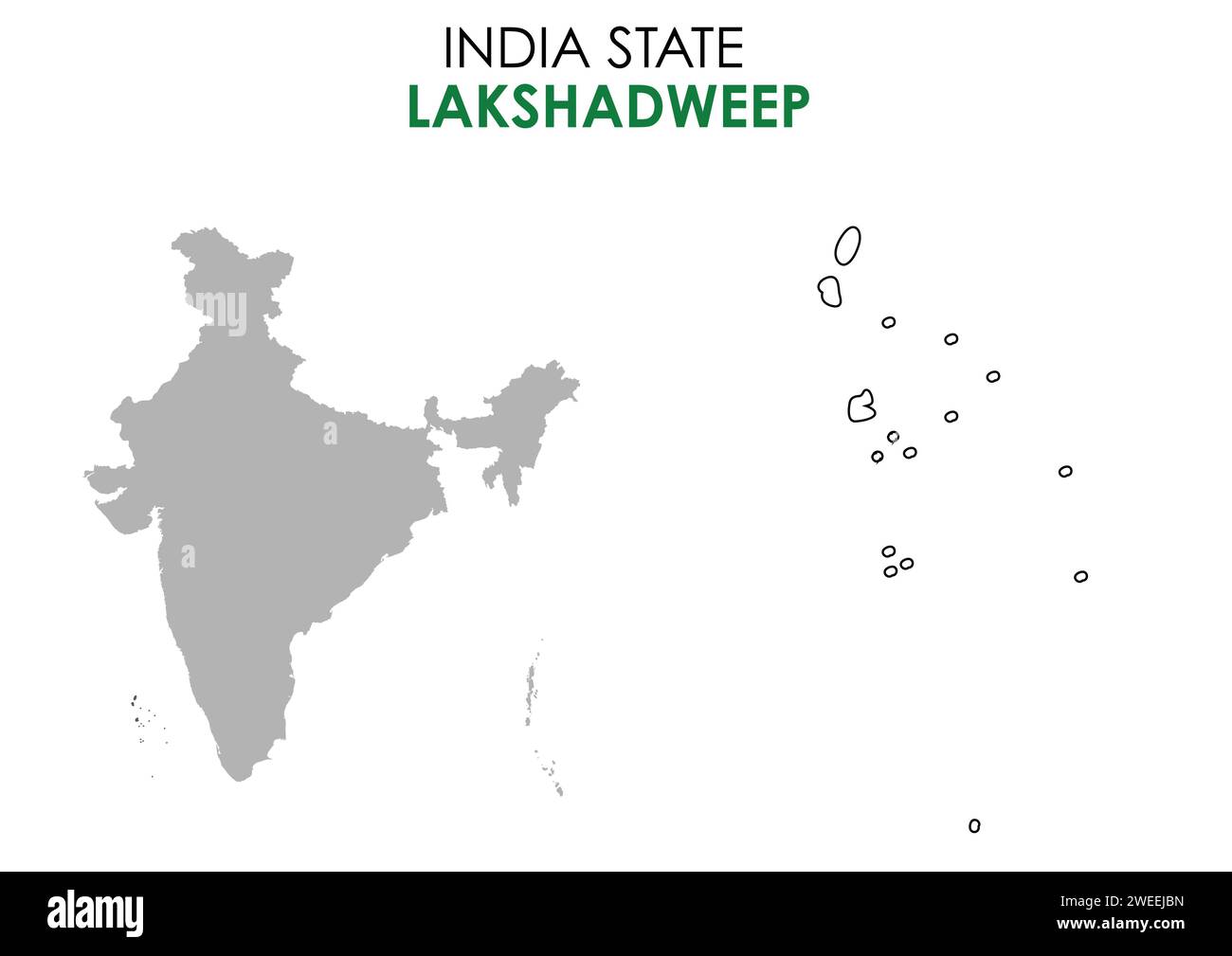 Mappa Lakshadweep dello stato indiano. Illustrazione vettoriale mappa Lakshadweep. Sfondo bianco. Illustrazione Vettoriale