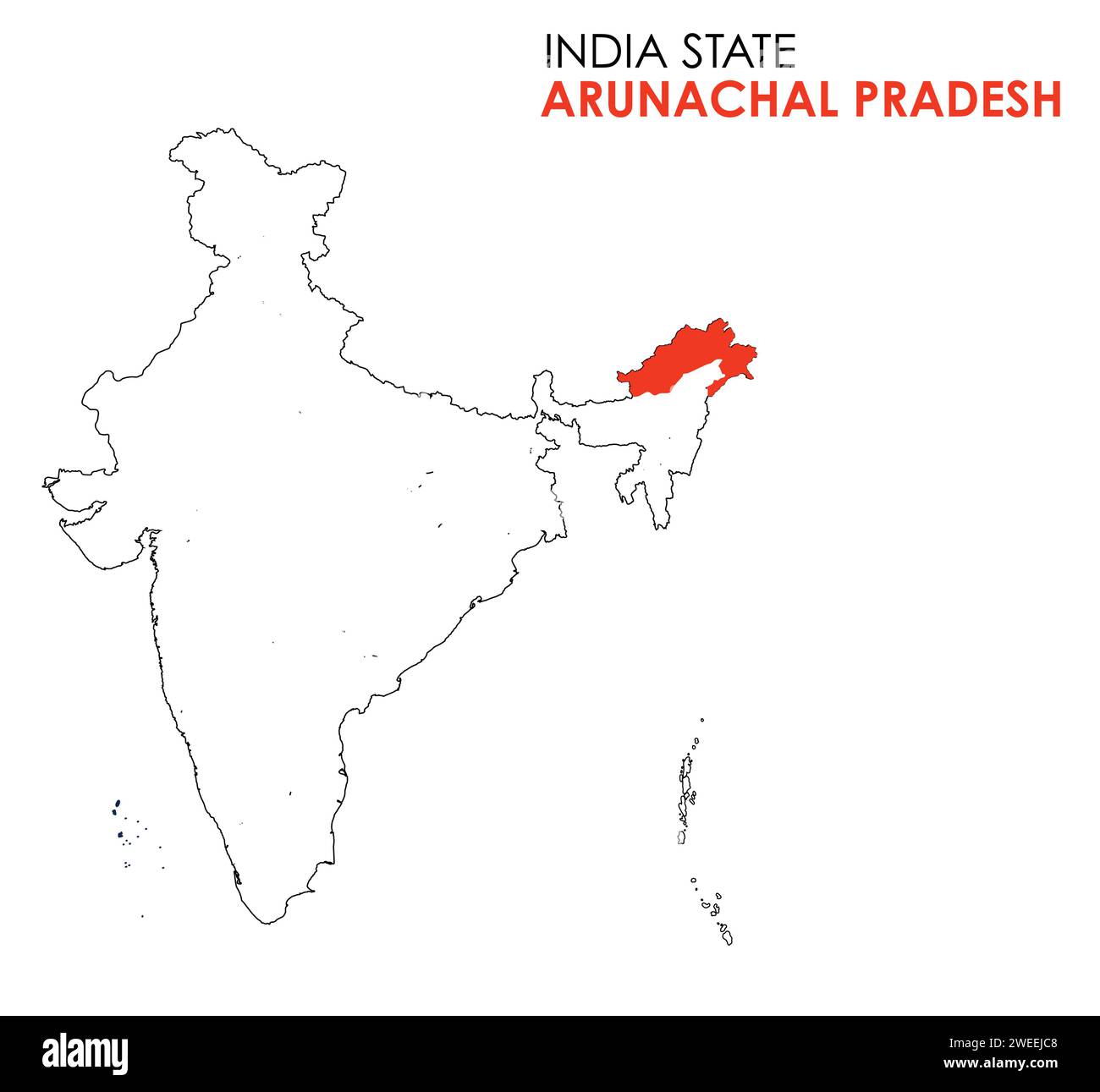 Arunachal Pradesh mappa dello stato indiano. Illustrazione della mappa di Arunachal Pradesh Illustrazione Vettoriale