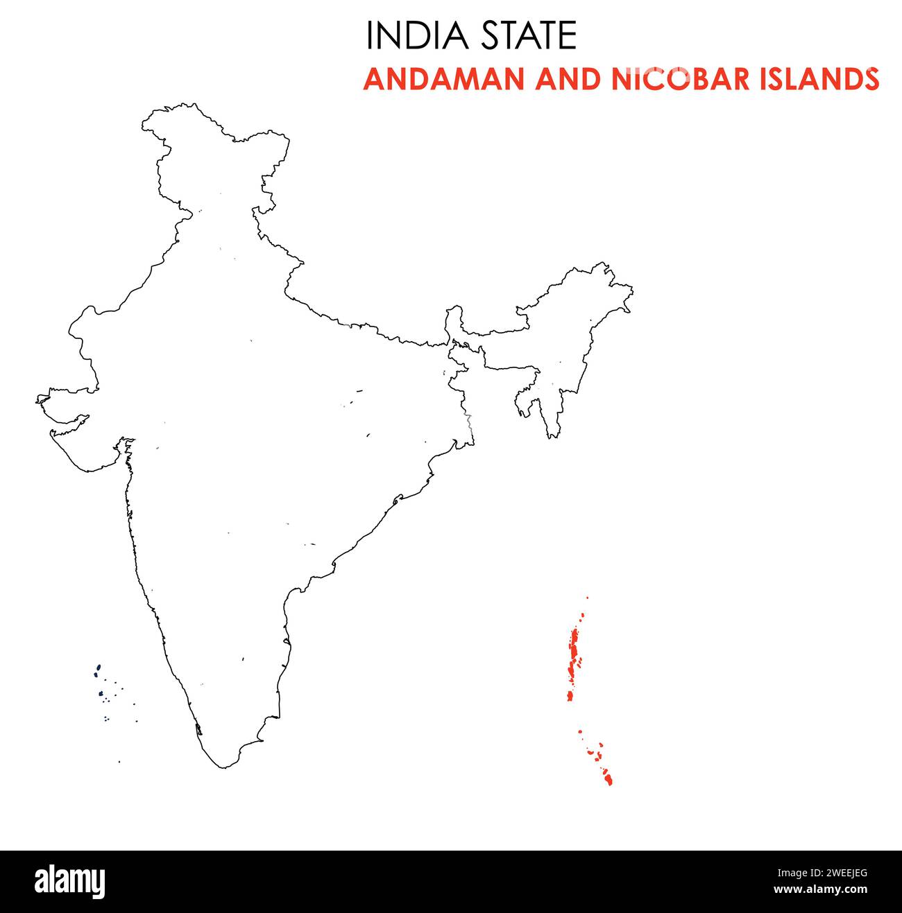 Mappa delle isole Andamane e Nicobare dello stato indiano. Illustrazione della mappa delle isole Andamane e Nicobare. Illustrazione Vettoriale