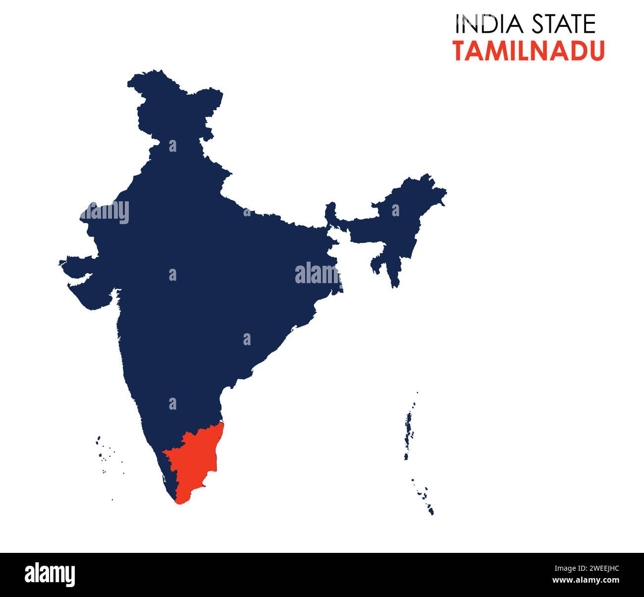 Tamil Nadu mappa dello stato indiano. Illustrazione vettore mappa Tamil Nadu. Sfondo bianco. Illustrazione Vettoriale