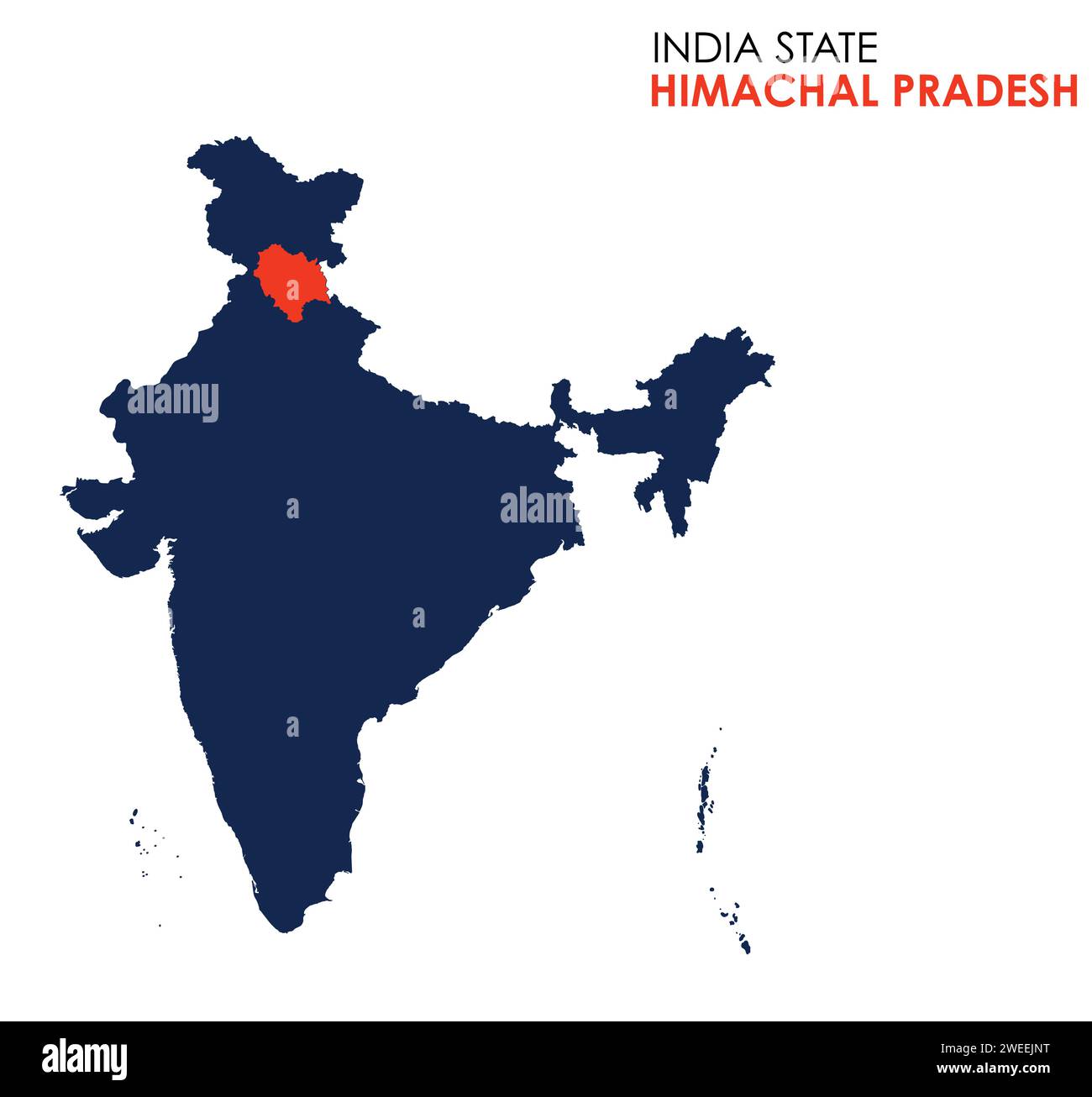 Himachal Pradesh mappa dello stato indiano. Illustrazione vettoriale mappa Himachal Pradesh. Illustrazione Vettoriale