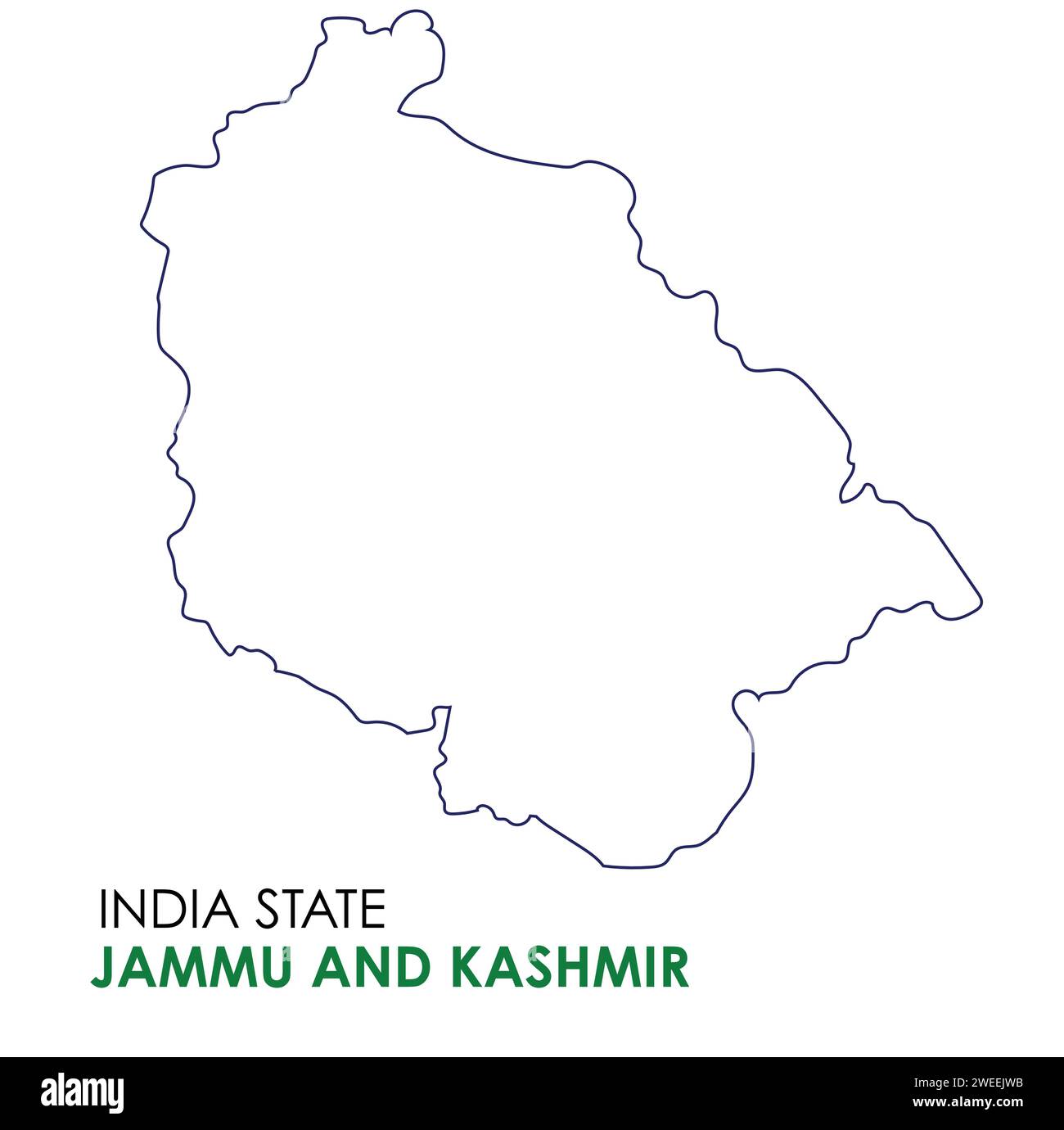 Mappa di Jammu e kashmir dello stato indiano. Illustrazione vettoriale delle mappe di Jammu e kashmir. Illustrazione Vettoriale