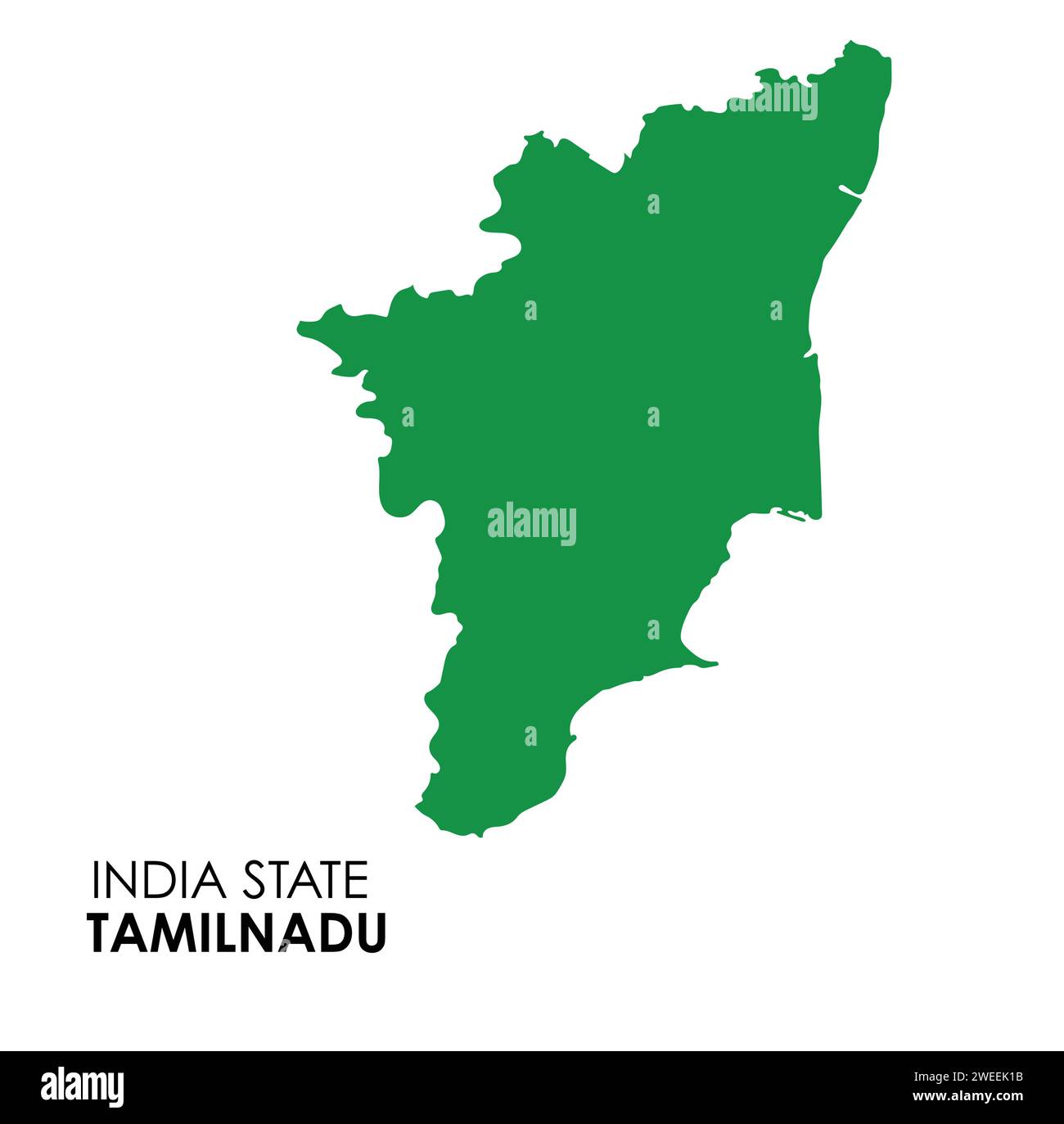 Tamil Nadu mappa dello stato indiano. Illustrazione vettore mappa Tamil Nadu. Sfondo bianco. Illustrazione Vettoriale