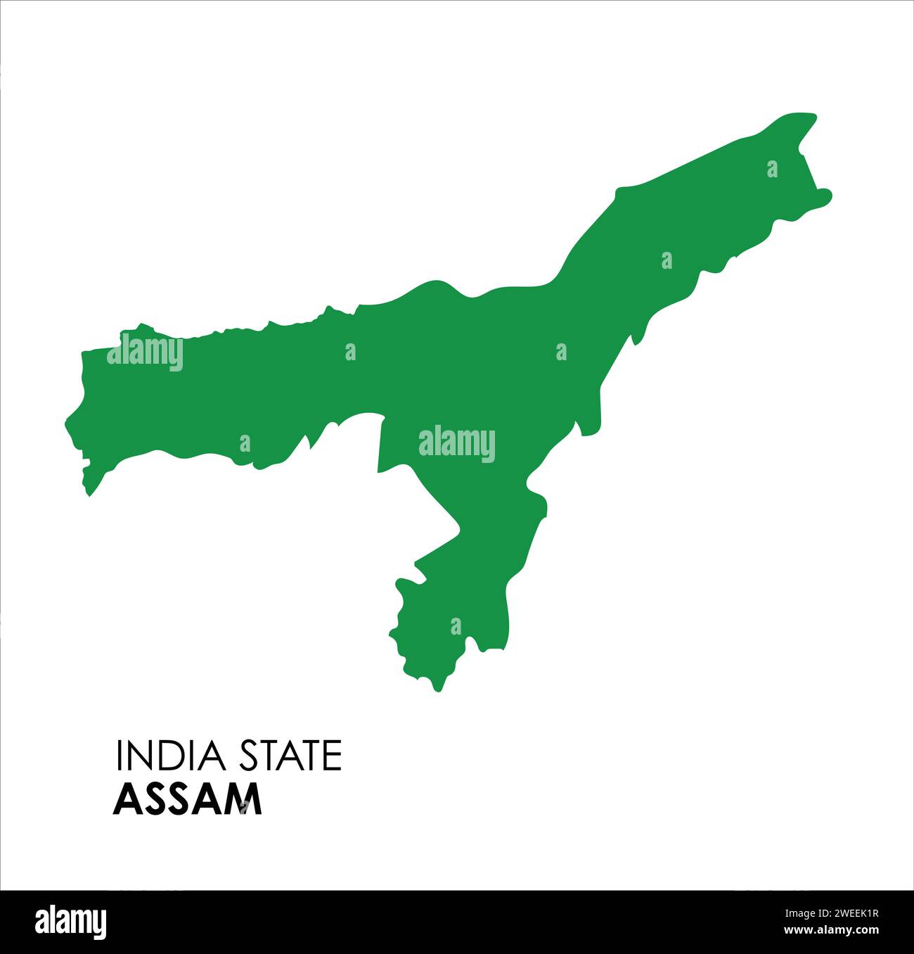 Mappa Assam dello stato indiano. Illustrazione vettoriale mappa Assam. Mappa vettoriale Assam su sfondo bianco. Illustrazione Vettoriale