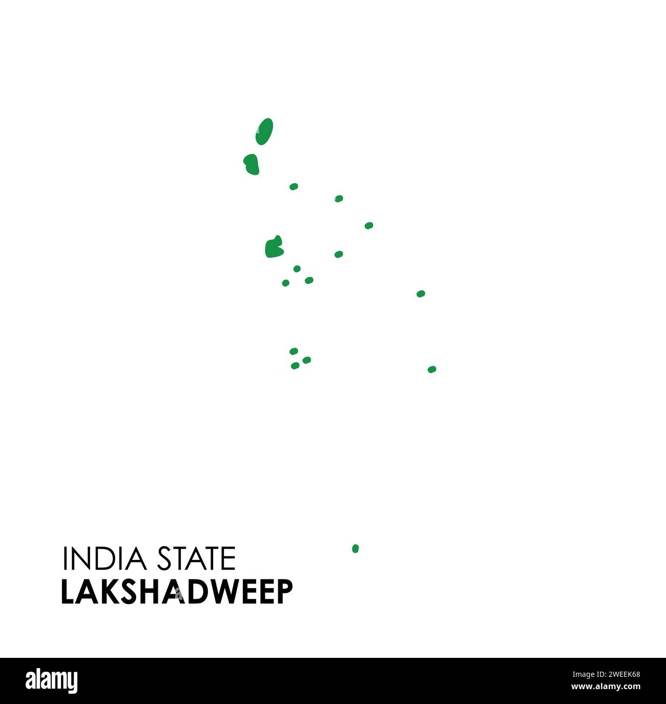 Mappa Lakshadweep dello stato indiano. Illustrazione vettoriale mappa Lakshadweep. Sfondo bianco. Illustrazione Vettoriale