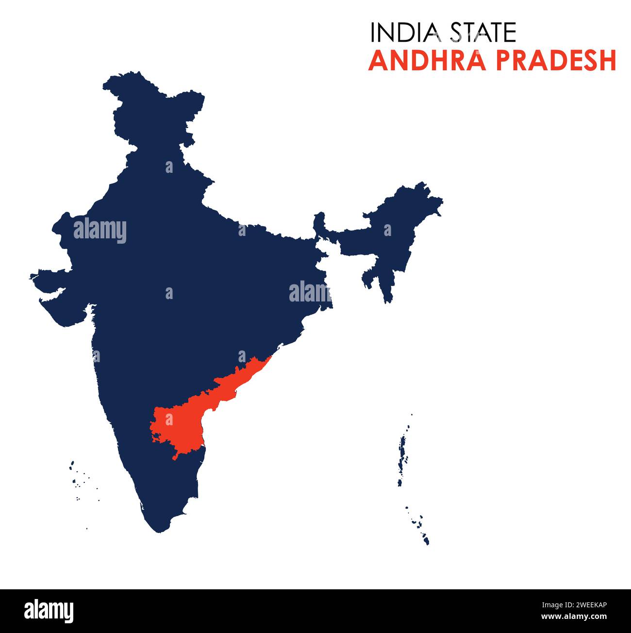 Andhra Pradesh mappa dello stato indiano. Illustrazione mappa Andhra Pradesh. Mappa vettoriale dell'Andhra Pradesh Illustrazione Vettoriale