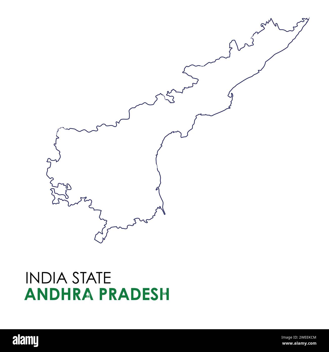 Andhra Pradesh mappa dello stato indiano. Illustrazione mappa Andhra Pradesh. Mappa vettoriale dell'Andhra Pradesh Illustrazione Vettoriale