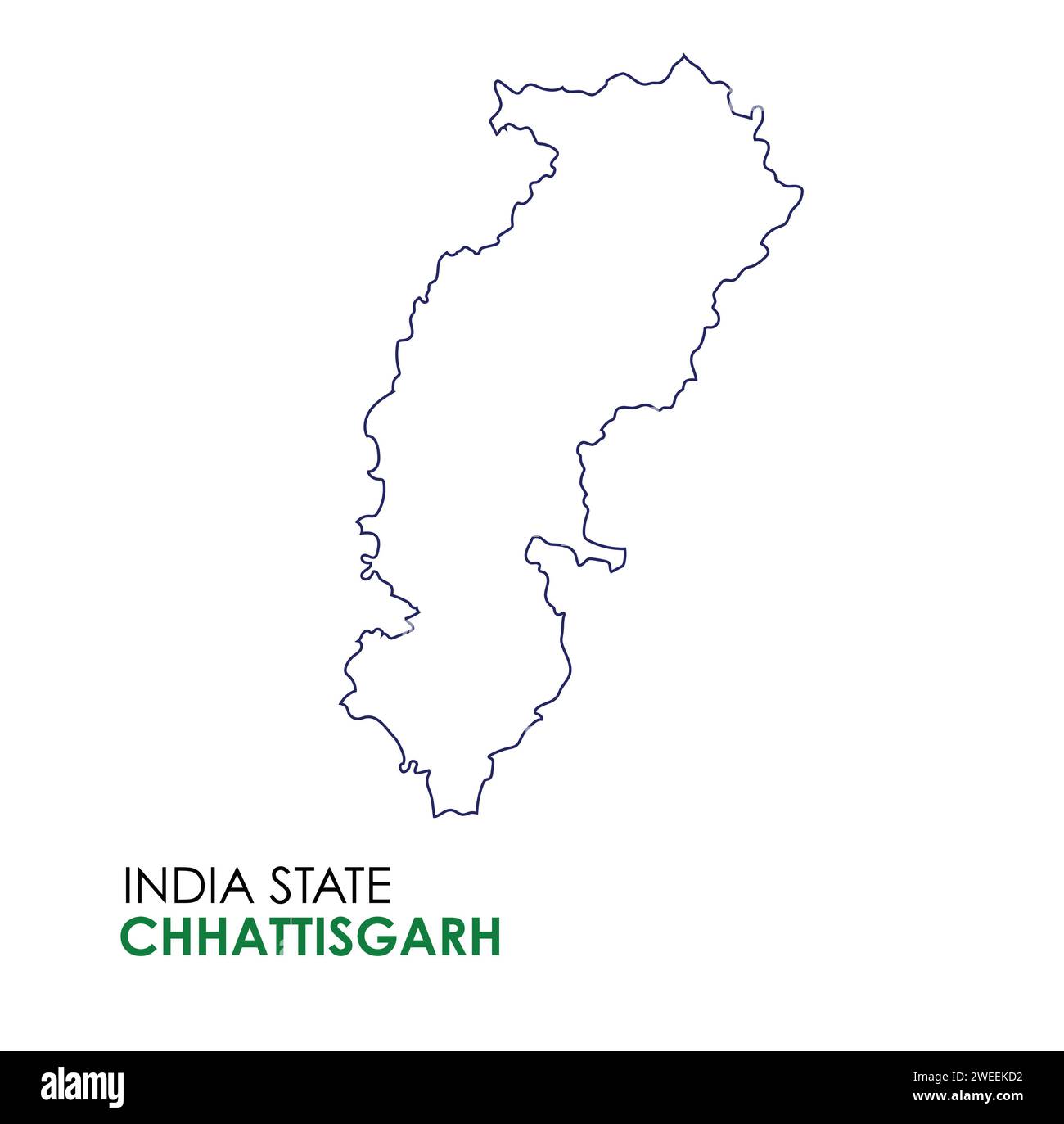 Chhattisgarh mappa dello stato indiano. Illustrazione della mappa di Chhattisgarh. Sfondo bianco. Illustrazione Vettoriale