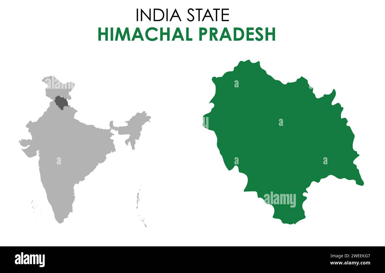 Himachal Pradesh mappa dello stato indiano. Illustrazione vettoriale mappa Himachal Pradesh. Illustrazione Vettoriale