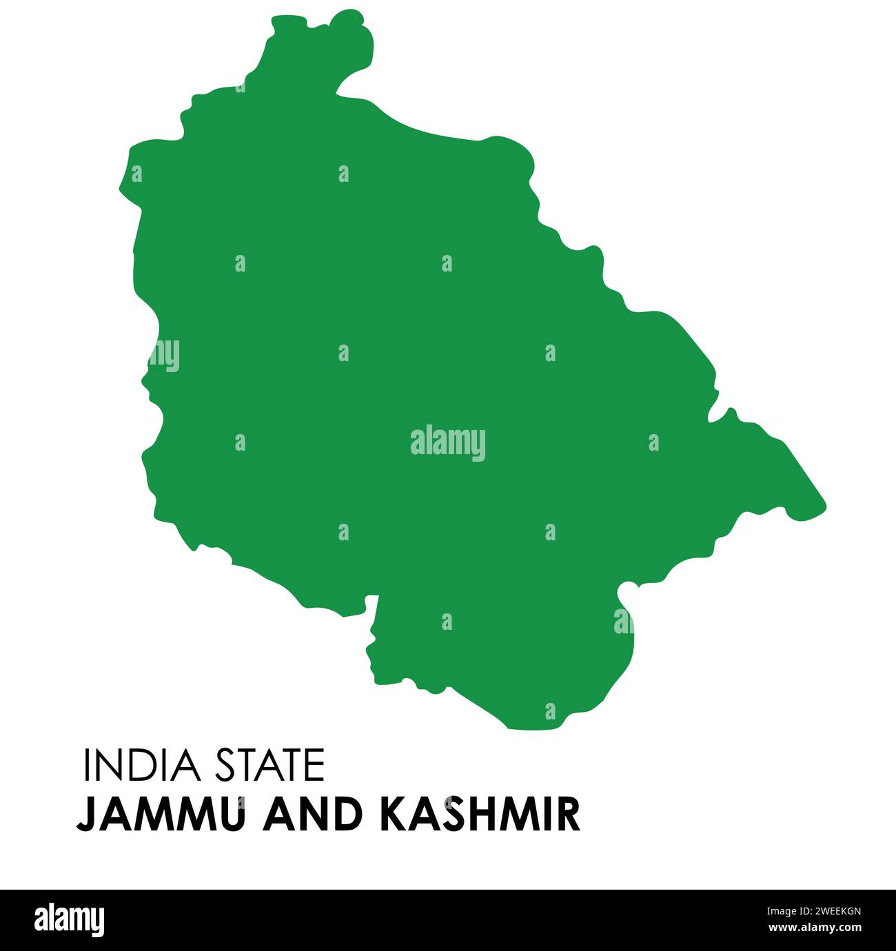 Mappa di Jammu e kashmir dello stato indiano. Illustrazione vettoriale delle mappe di Jammu e kashmir. Illustrazione Vettoriale