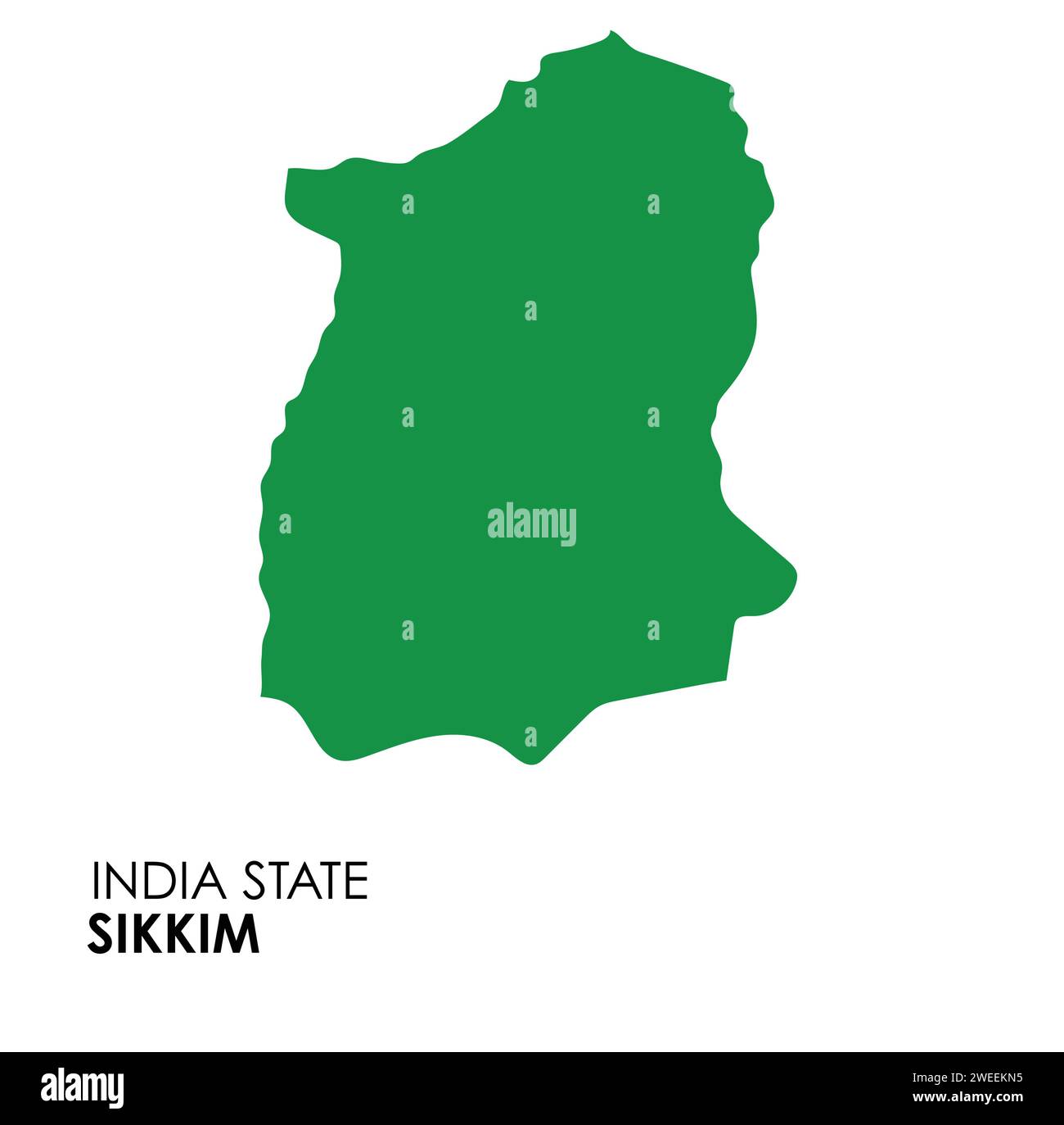 Mappa Sikkim dello stato indiano. Illustrazione vettore mappa Sikkim. Mappa vettoriale Sikkim su sfondo bianco. Illustrazione Vettoriale