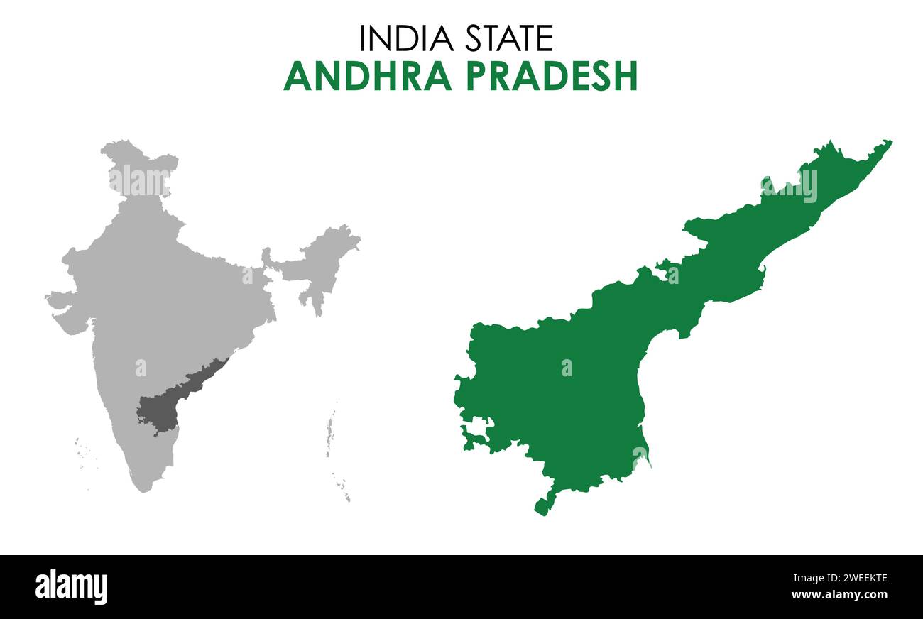Andhra Pradesh mappa dello stato indiano. Illustrazione mappa Andhra Pradesh. Mappa vettoriale dell'Andhra Pradesh Illustrazione Vettoriale