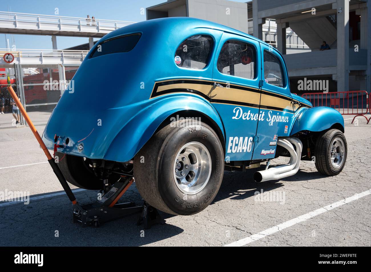 Detroit Spinner è un dragster costruito a mano basato su una vecchia Ford. Foto Stock