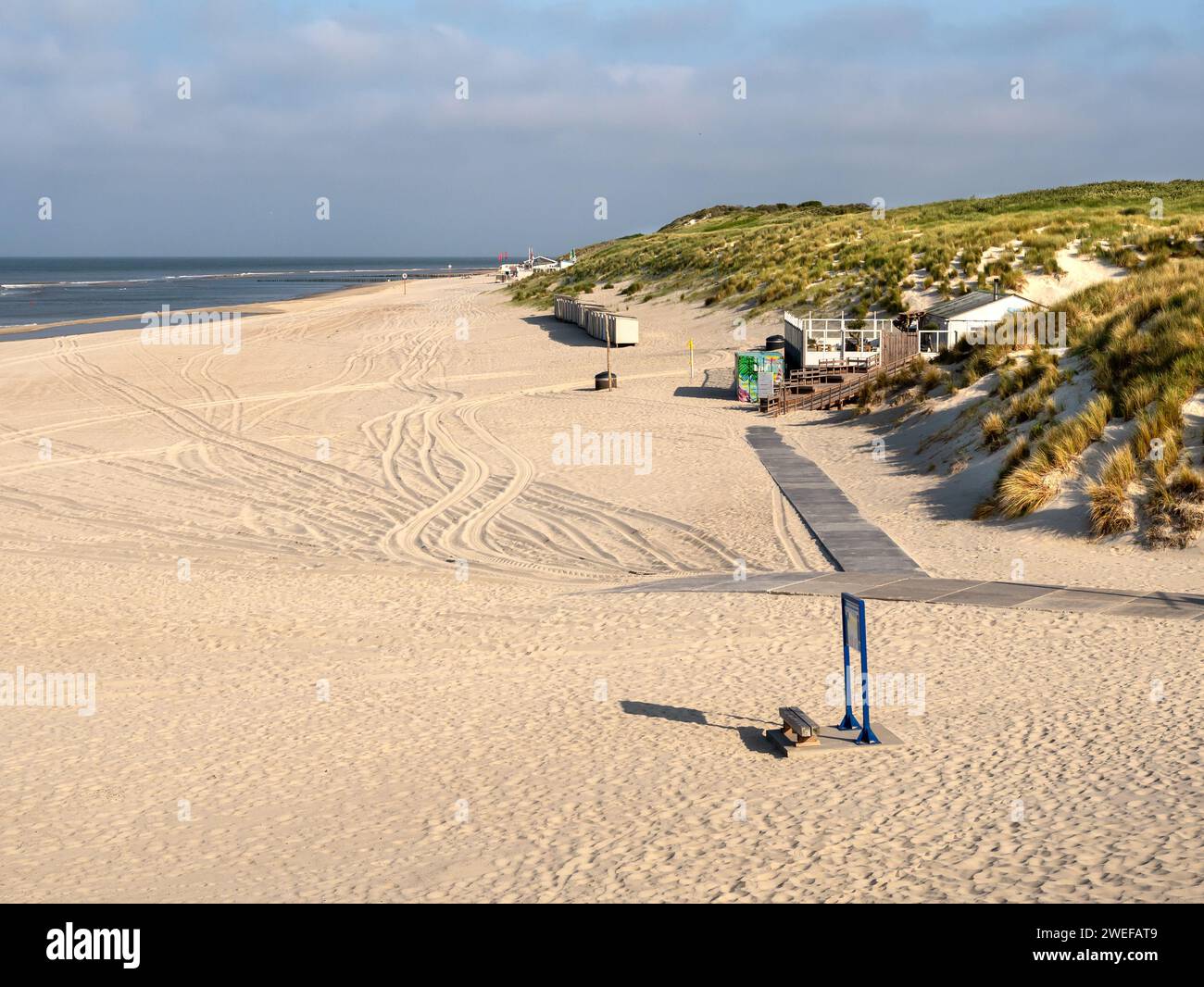 Dune e spiaggia di Westenschouwen De Punt sulla costa del Mare del Nord vicino a Burgh-Haamstede, Schouwen-Duiveland, Zelanda, Paesi Bassi Foto Stock