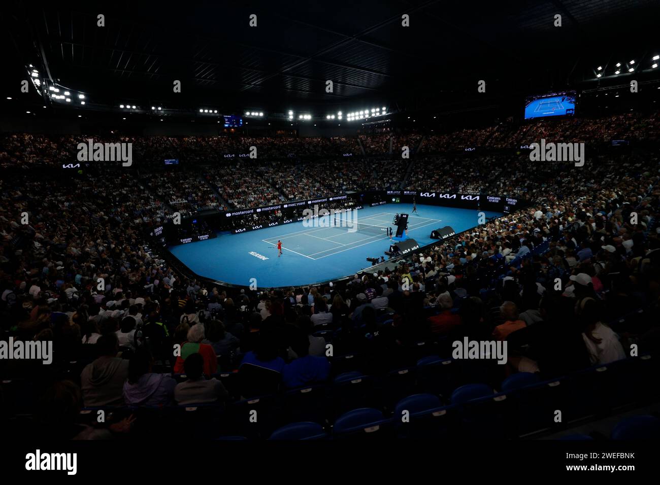 Melbourne Park, Melbourne, Victoria, Australia. 25 gennaio 2024. Australian Open Tennis Championship Day 12; Coco Gauff (USA) in azione durante la partita di semifinale contro Aryna Sabalenka il giorno 12 dell'Australian Open 2024 al Melbourne Park il 25 gennaio 2024 a Melbourne, Australia. Credito: Action Plus Sports/Alamy Live News Foto Stock