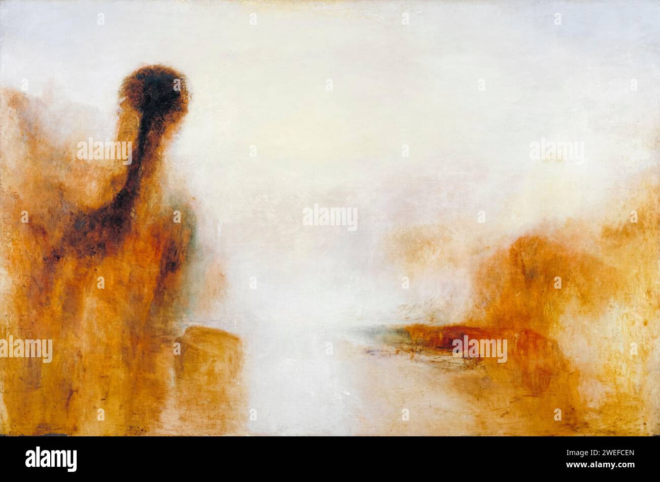 JMW Turner, paesaggio con acqua, pittura ad olio su tela, circa 1840 Foto Stock