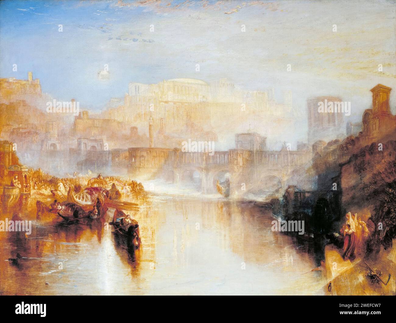 JMW Turner, antica Roma, sbarco di Agrippina con le ceneri di Germanico, dipinto ad olio su tela, 1839 Foto Stock