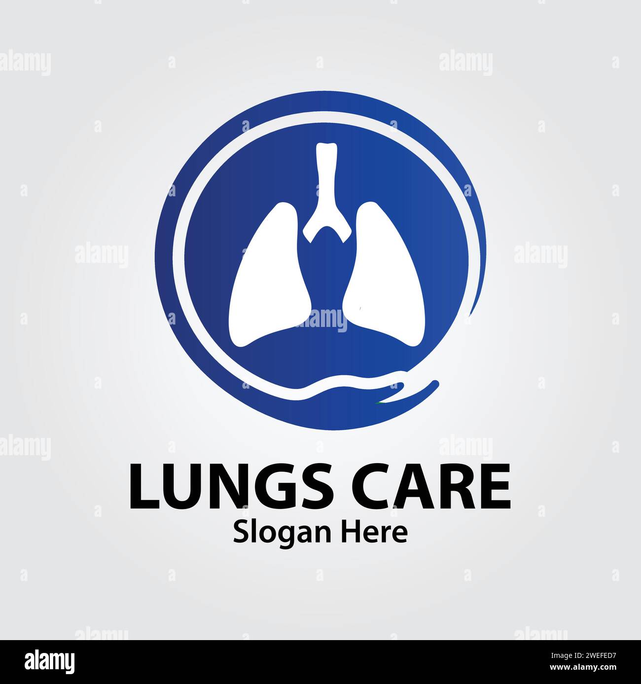 Lungs Care modello vettoriale creativo con logo Flat. Concetto di logo medico, Medicina e clinica. Illustrazione Vettoriale
