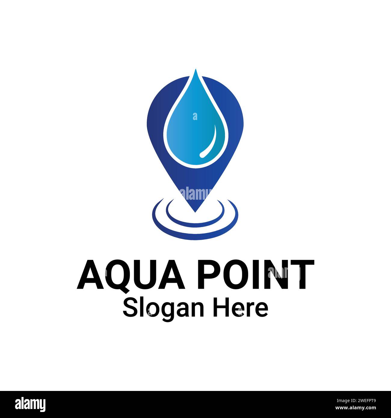 Elemento di progettazione logo posizione acqua. Icona Aqua Drop with pin Logo, illustrazione, modello, vettore, EPS. Dermatologia, clinicamente provata Spot per allergia Illustrazione Vettoriale