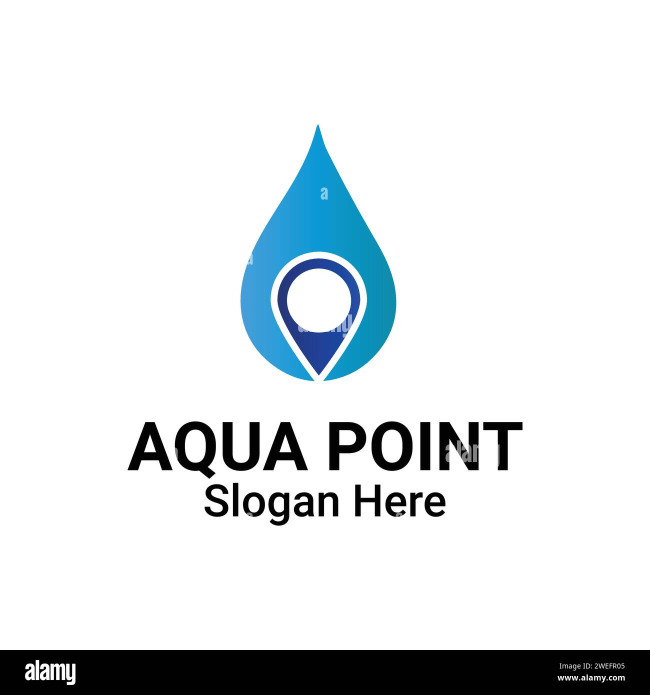 Elemento di progettazione logo posizione acqua. Icona Aqua Drop with pin Logo, illustrazione, modello, vettore, EPS. Dermatologia, clinicamente provata Spot per allergia Illustrazione Vettoriale