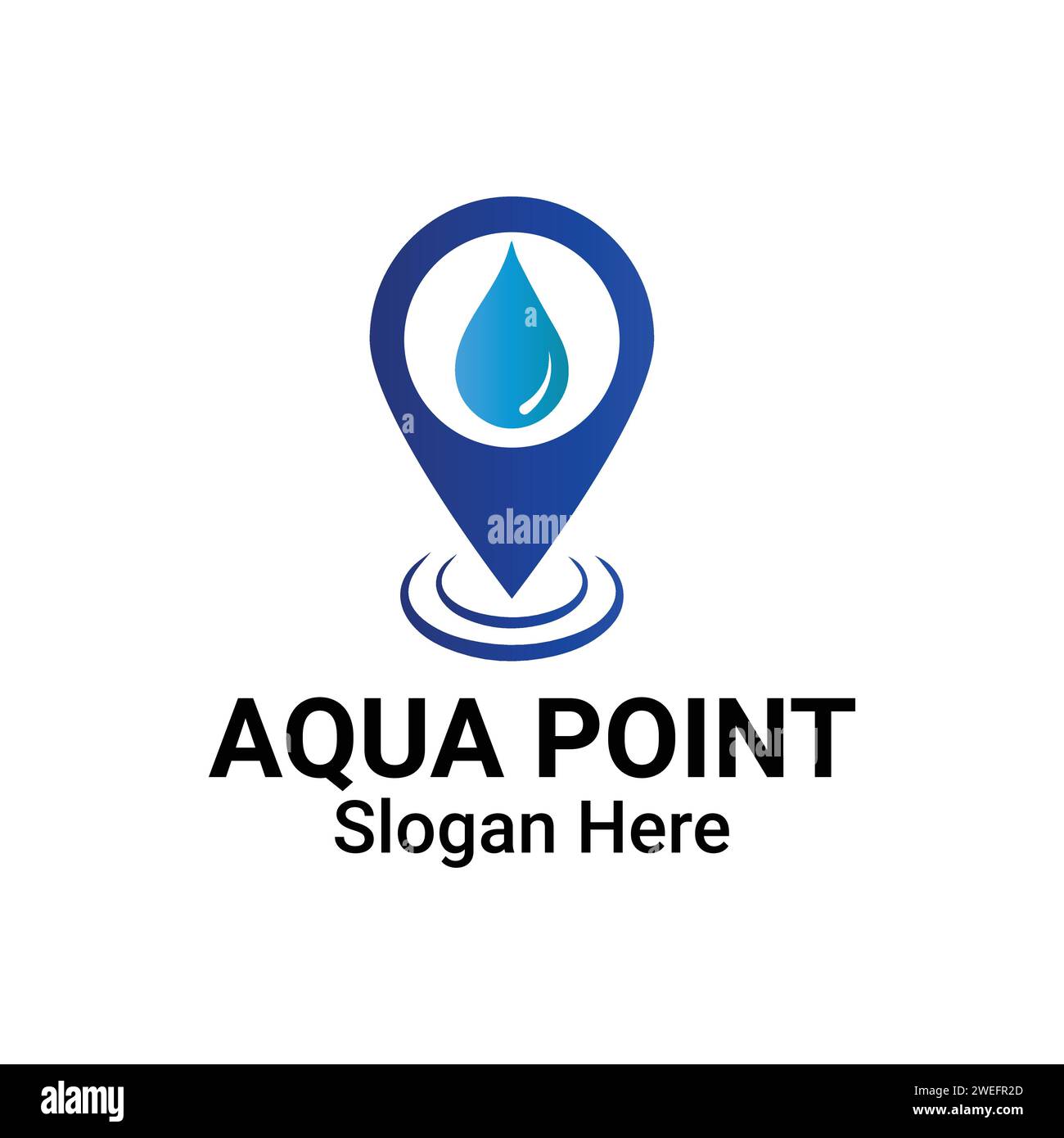 Elemento di progettazione logo posizione acqua. Icona Aqua Drop with pin Logo, illustrazione, modello, vettore, EPS. Dermatologia, clinicamente provata Spot per allergia Illustrazione Vettoriale
