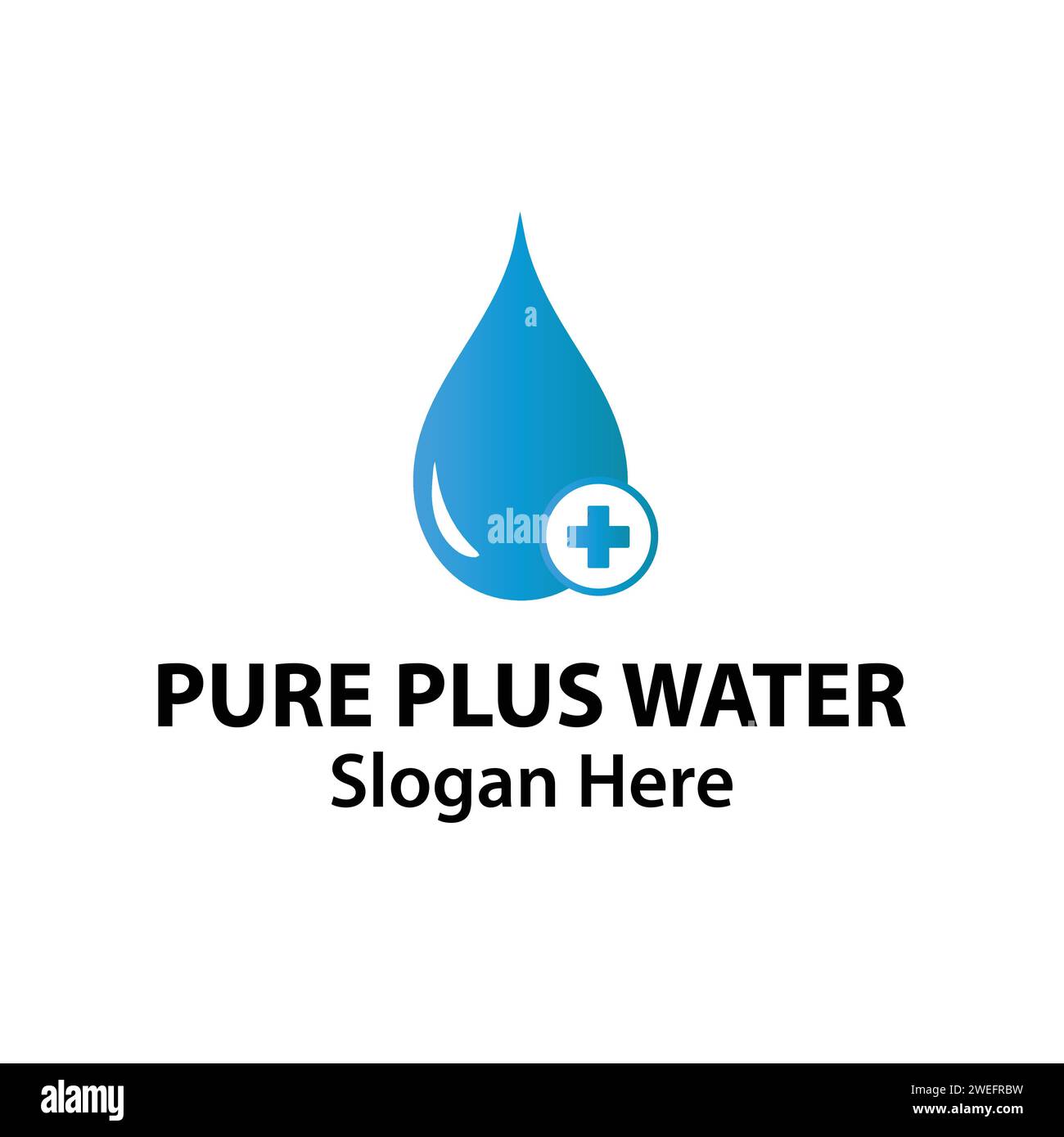 Design del logo della goccia d'acqua medicata con illustrazione del modello di segno Drop and Pure Plus. Vettore Concept Vector di simboli Aqua Pure Approved. Fast Wate Illustrazione Vettoriale