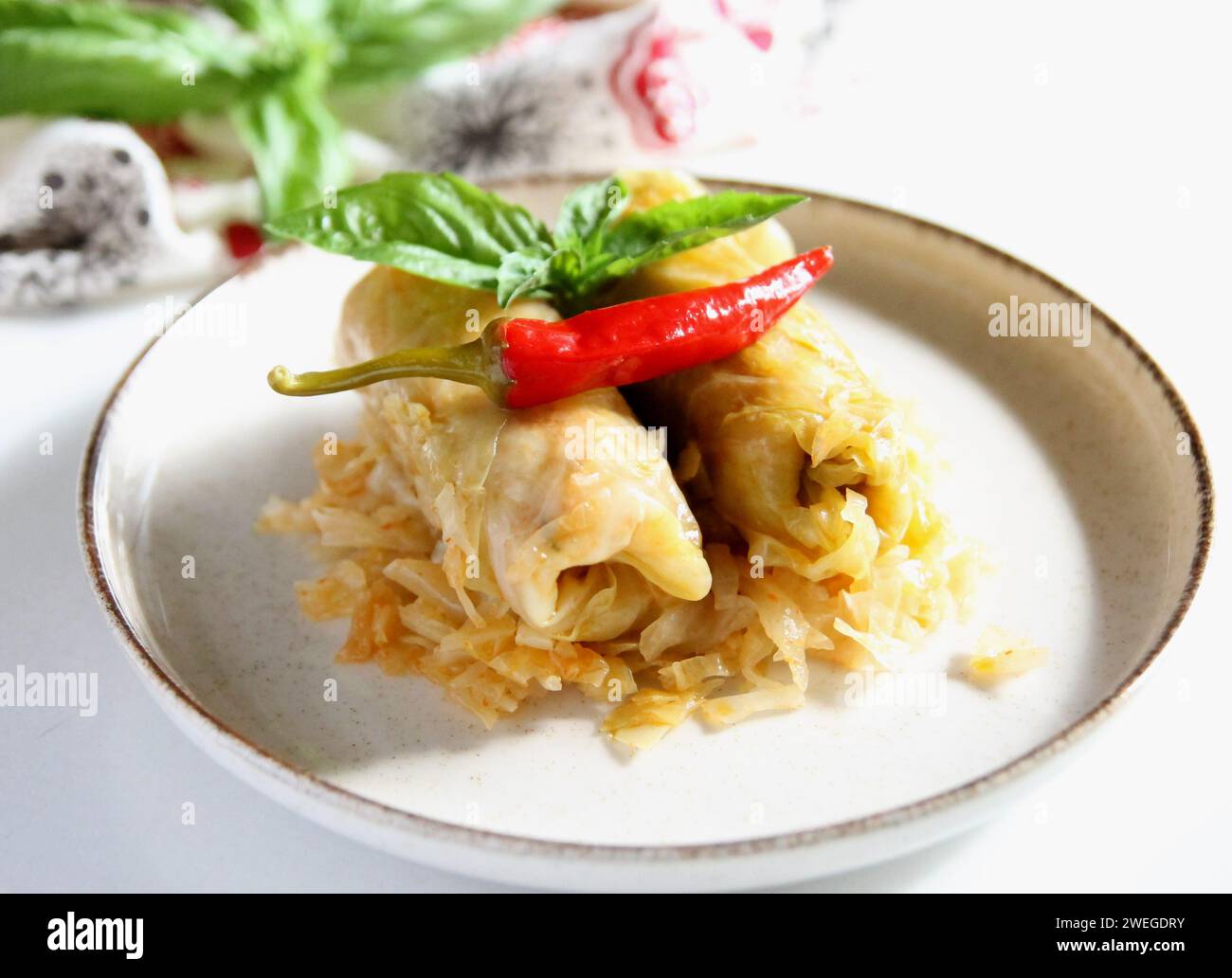 Involtini di cavolo sottaceto con carne Foto Stock