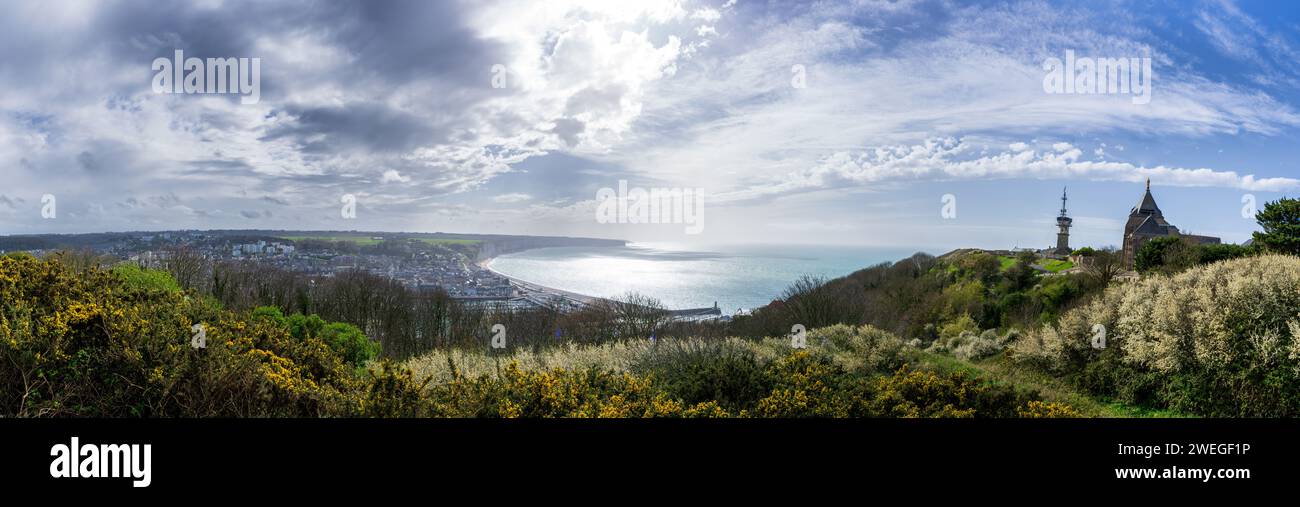 Vista panoramica sulla costa francese della Normandia Foto Stock