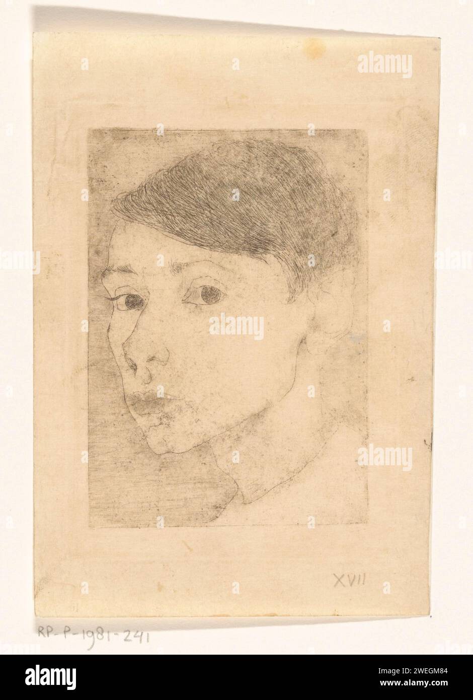 ZELFORTART, JAN Mankes, 1912 - 1913 carta stampata incisione ritratto, autoritratto dell'artista Foto Stock