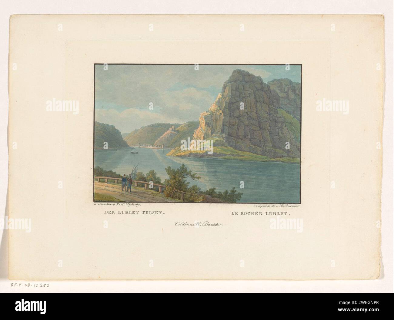Veduta della Loreley, Rudolf Bodmer, dopo Adolf Lasinsky, 1832 - 1872 carta stampata fiume Loreley Foto Stock