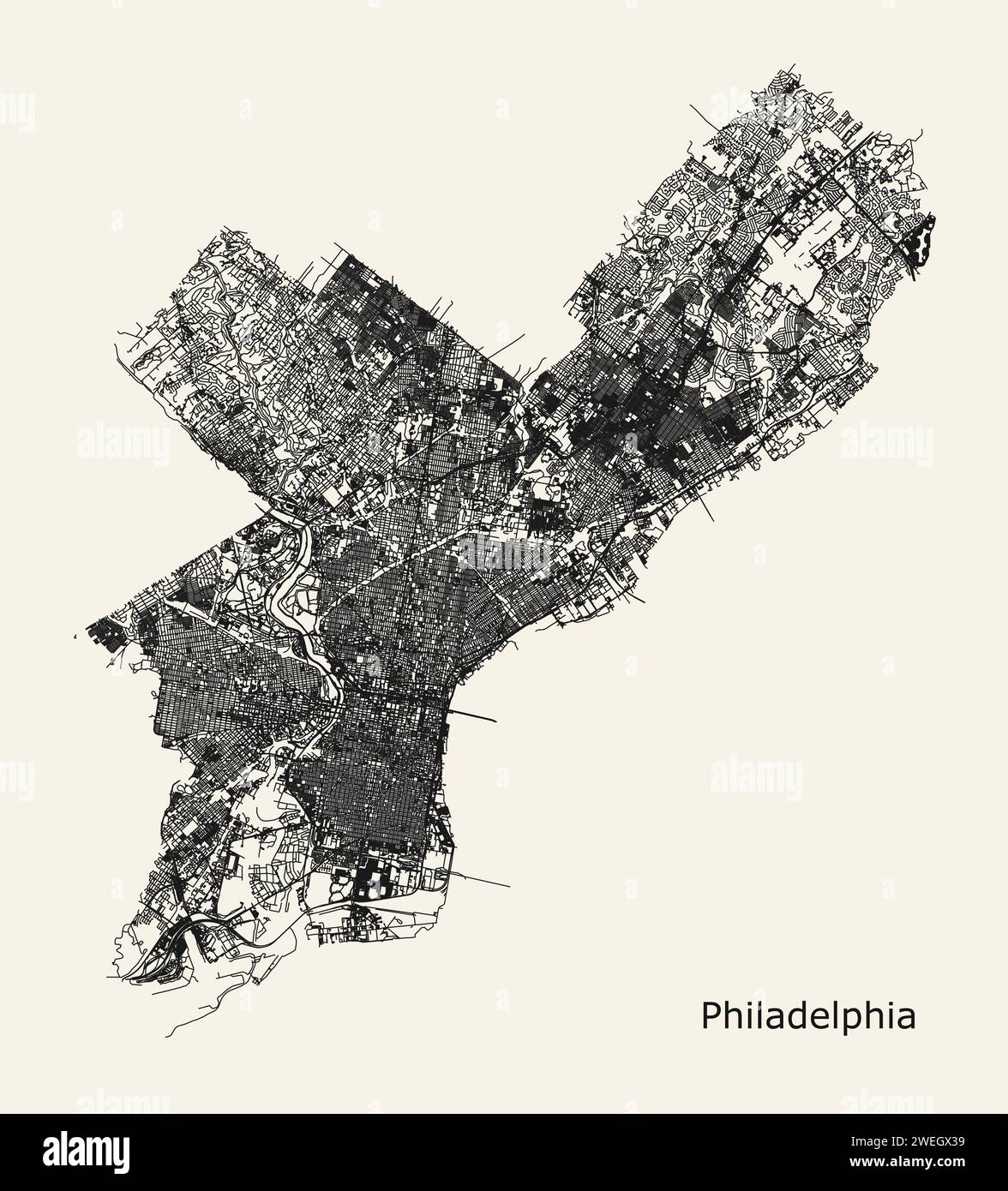 Filato State Map Cartina stradale di filadelfia immagini e fotografie stock ad alta ...