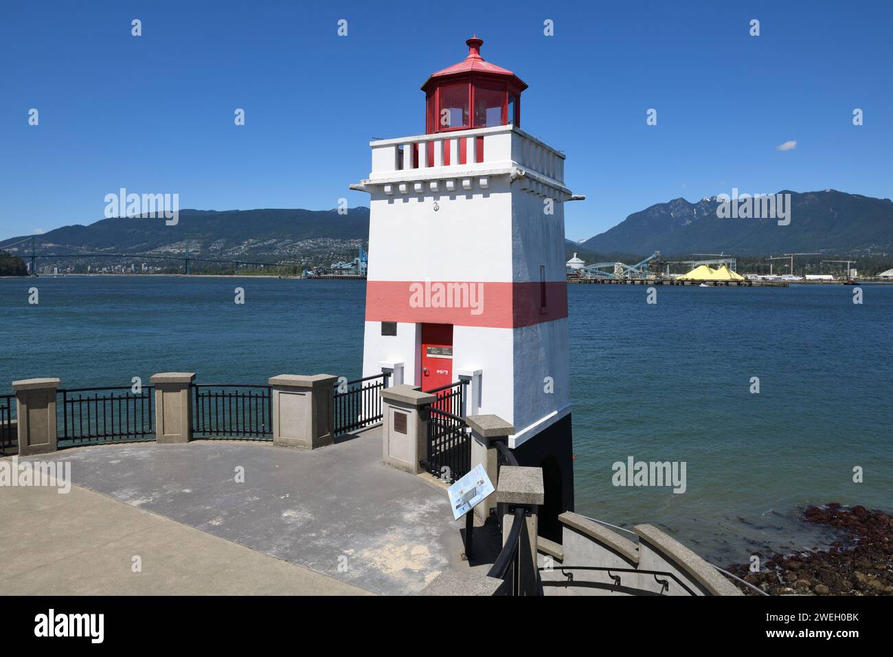 Il faro di Brockton Point a Stanley Park, Vancouver, British Columbia, Canada Foto Stock