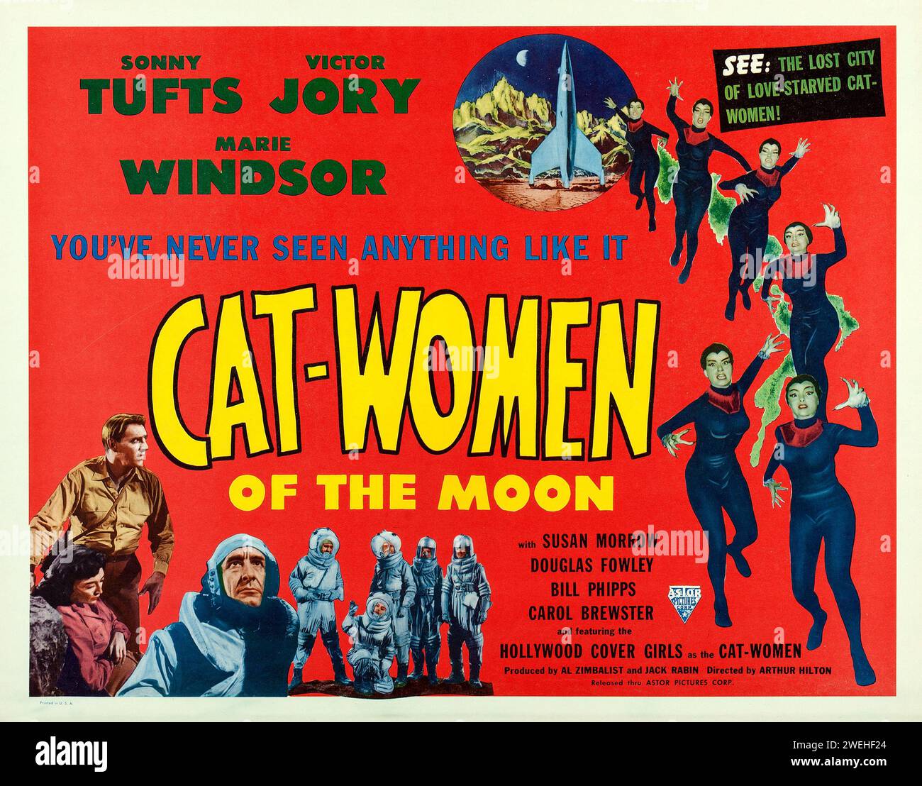 Cat-Women of the Moon (Astor Pictures, 1954). Poster del film vintage Science Fiction - film americano di fantascienza tridimensionale in bianco e nero Foto Stock
