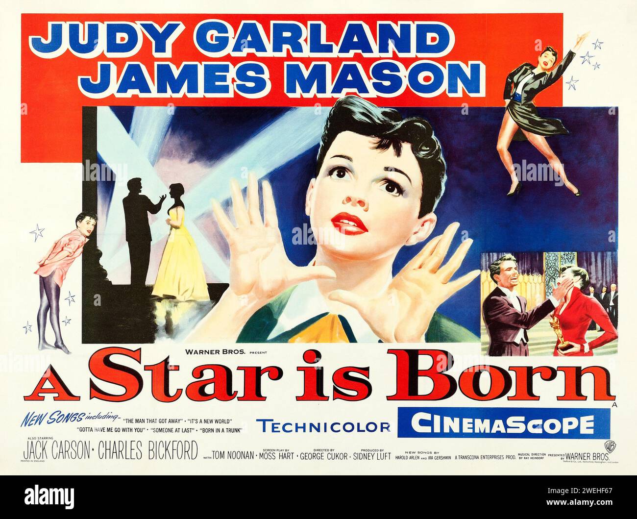 Vecchio poster del film - A Star Is Born (Warner Brothers, 1954) Judy Garland e James Mason Foto Stock