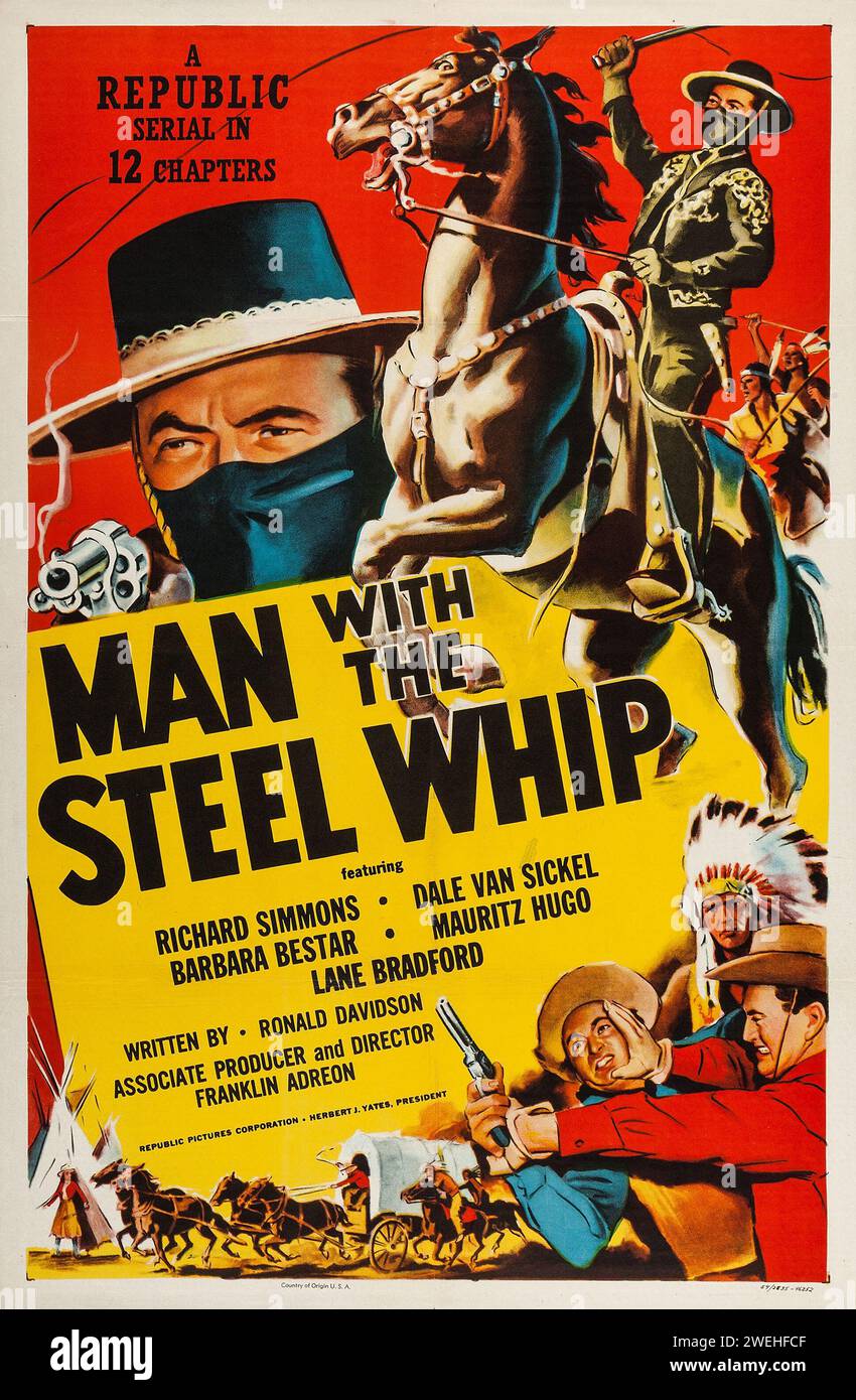 WESTERN Movie - Man with the Steel Whip - poster di film d'epoca. Republic Pictures Serial, 1954 Foto Stock