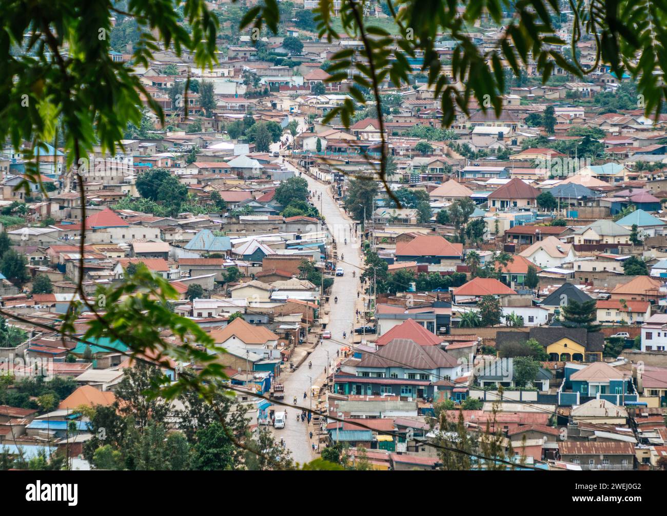 Vista della città di Kigali, la capitale del Ruanda, dell'Africa orientale Foto Stock