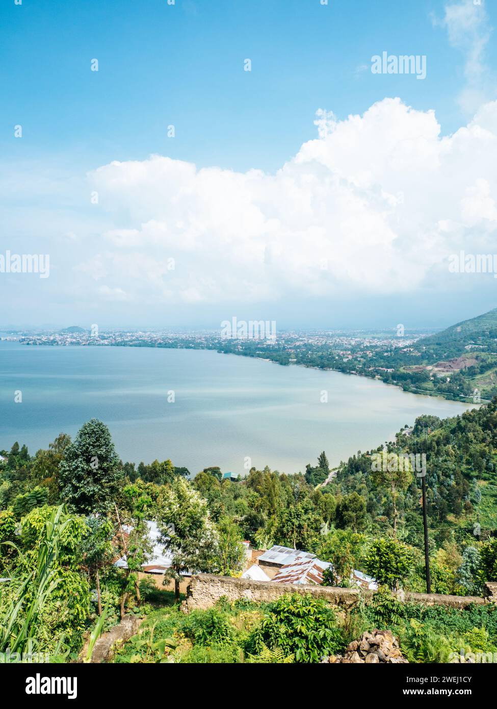 Gisenyi, una città sulla riva nord del lago Kivu, nel distretto di Rubavu del Ruanda nordoccidentale. Foto Stock